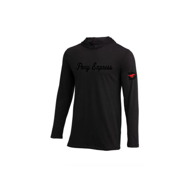 Men's 'Pony Express' Long Sleeve Hooded Tee - Black/Black