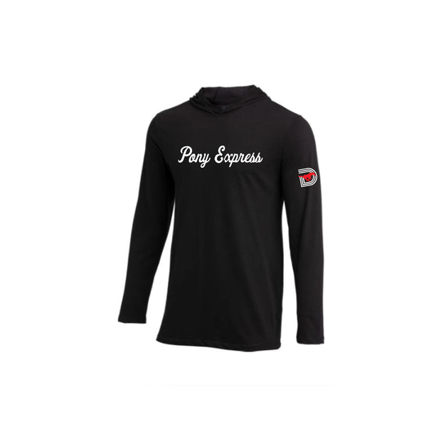Men's 'Pony Express' Long Sleeve Hooded Tee - Black/White