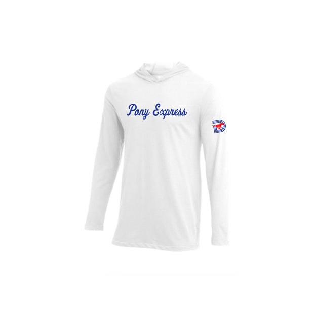 Men's 'Pony Express' Long Sleeve Hooded Tee - White